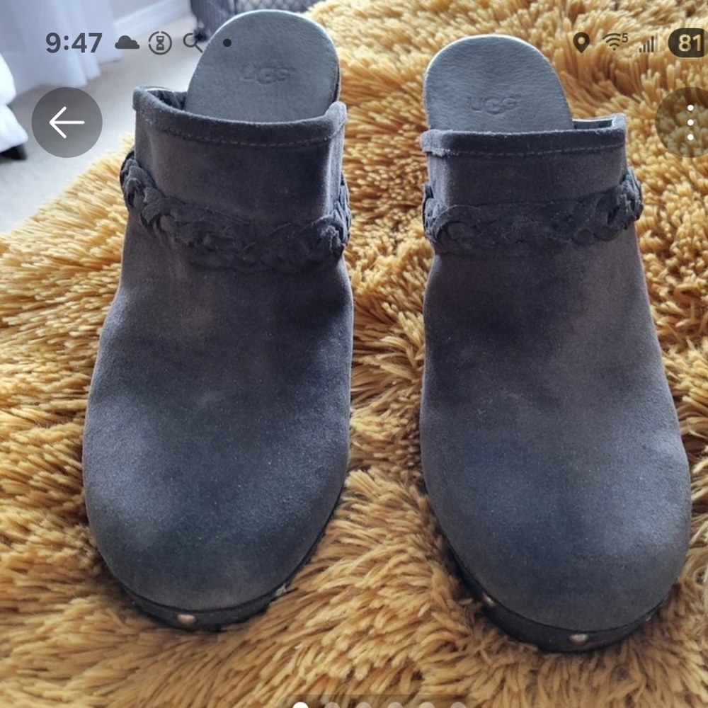 UGG Women's Charcoal Suede Mules